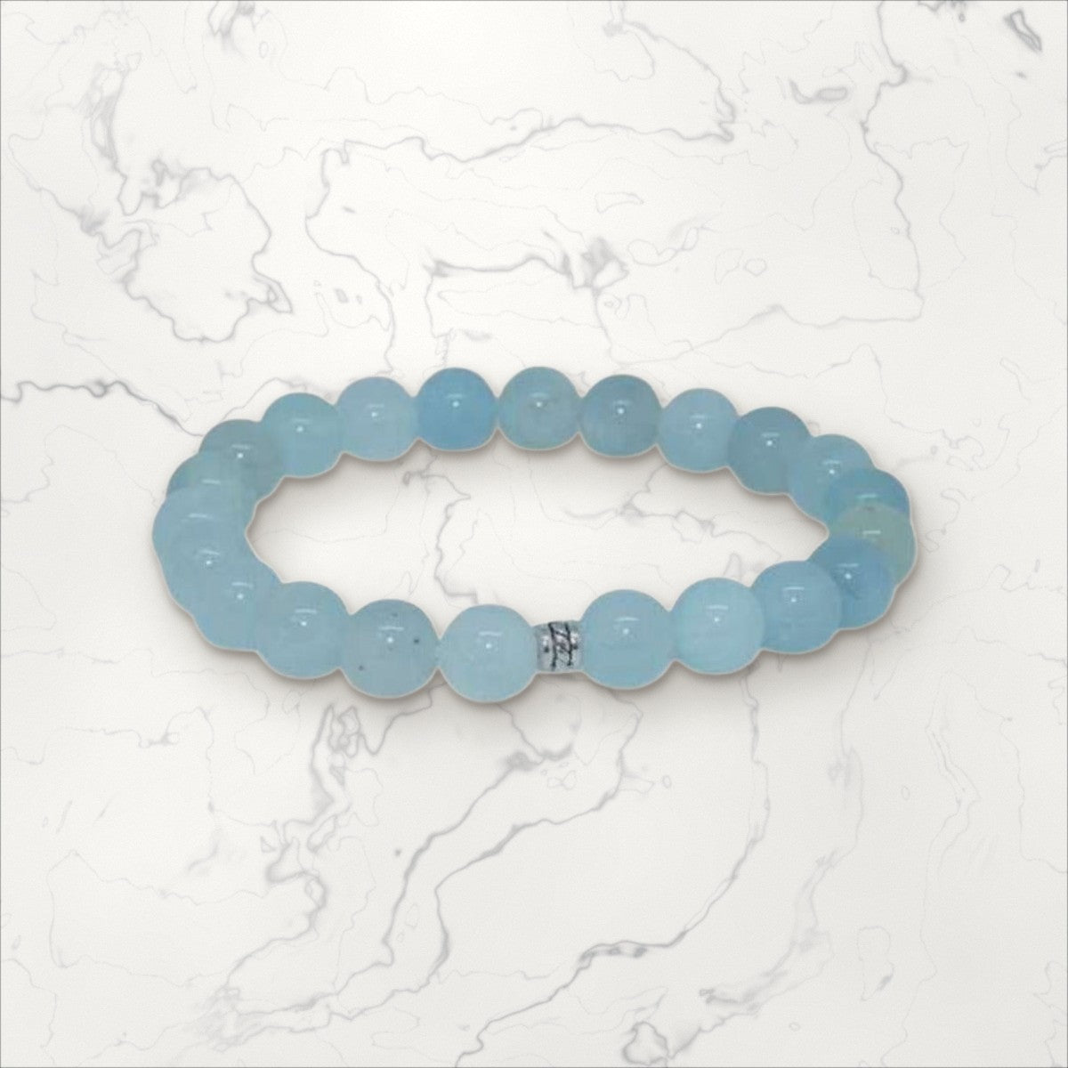 Bracelet pierres rondes Aigue-Marine