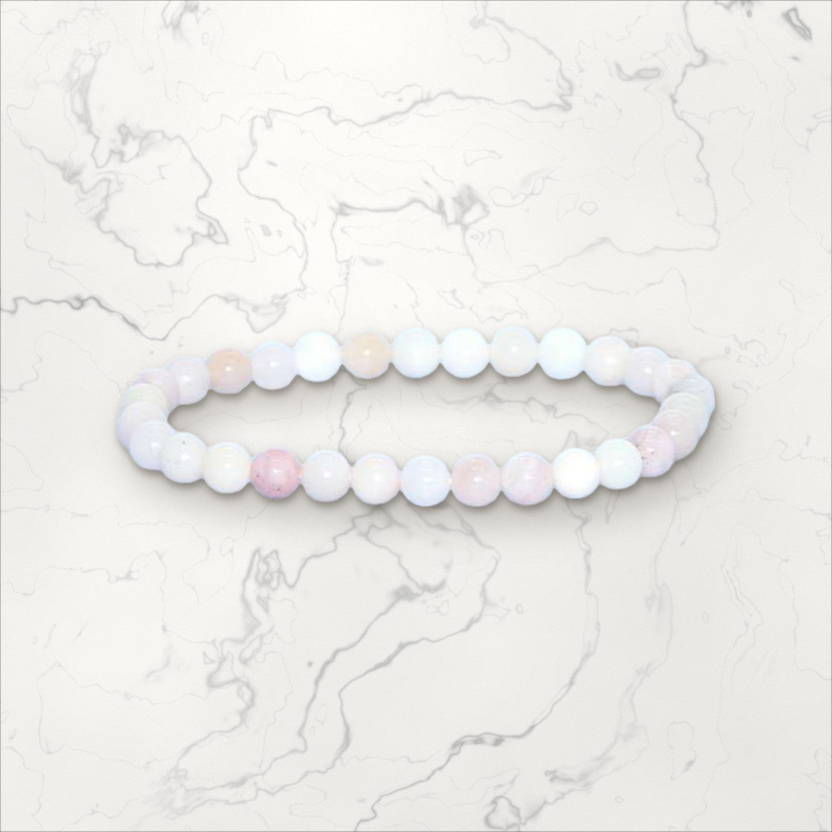 Bracelet pierres rondes Opale rose 6 mm