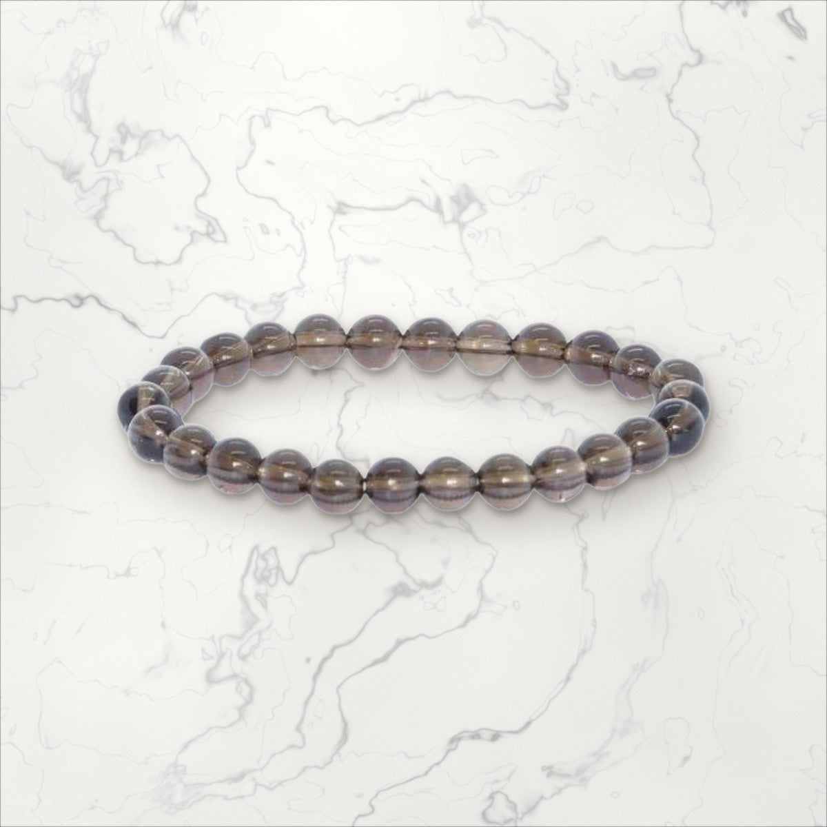 Bracelet pierres rondes Quartz Fumé