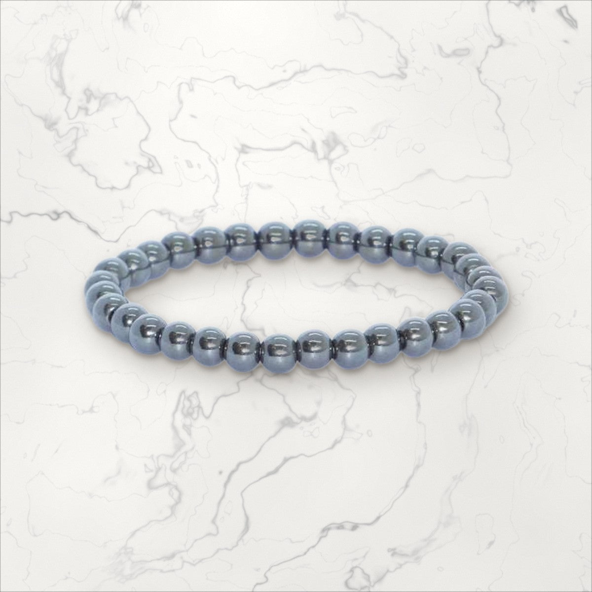 Bracelet pierres rondes Hématite 6 mm