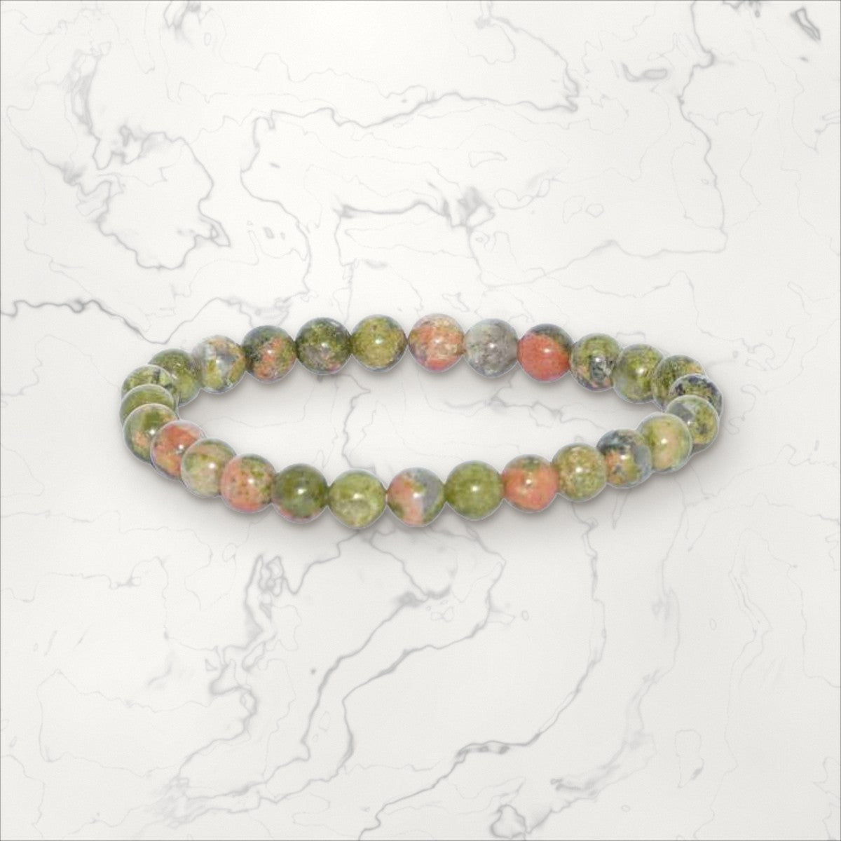 Bracelet pierres rondes Unakite 6 mm