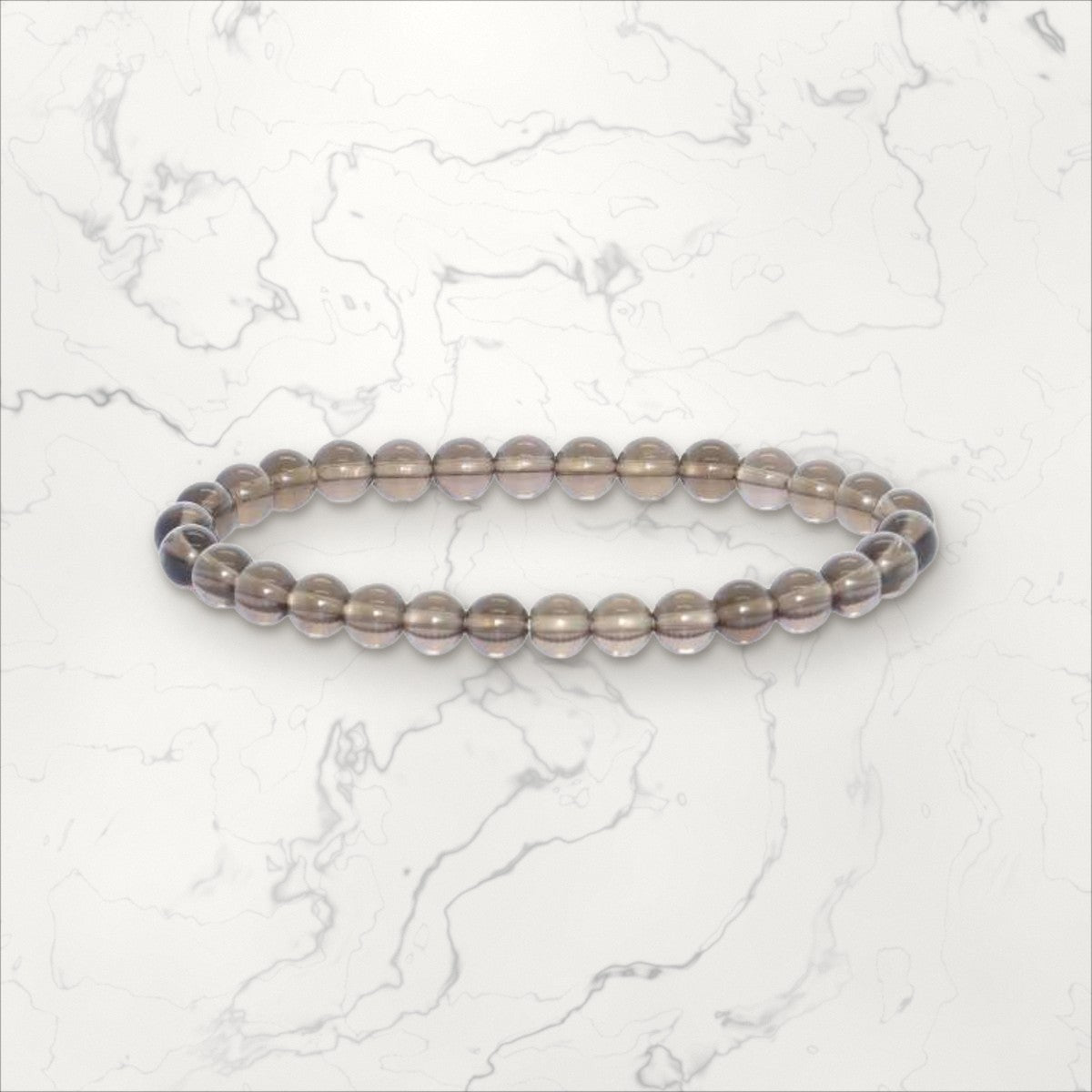 Bracelet pierres rondes Quartz Fumé 6 mm