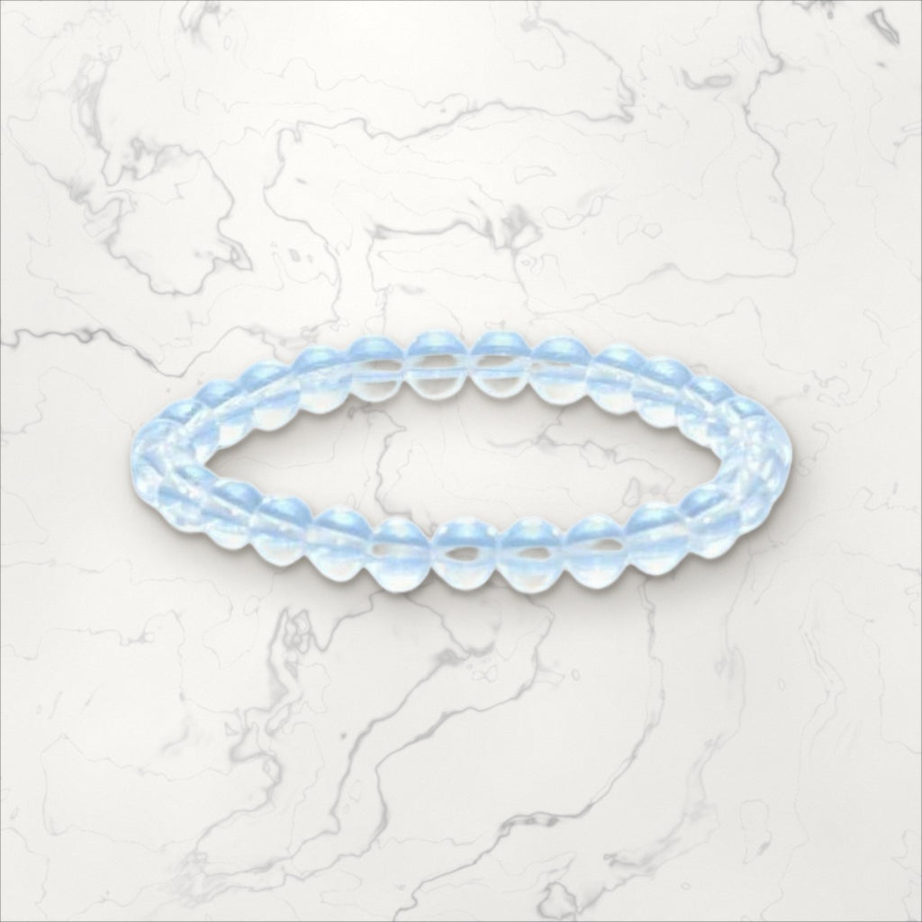 Bracelet pierres rondes Cristal de Roche 6 mm