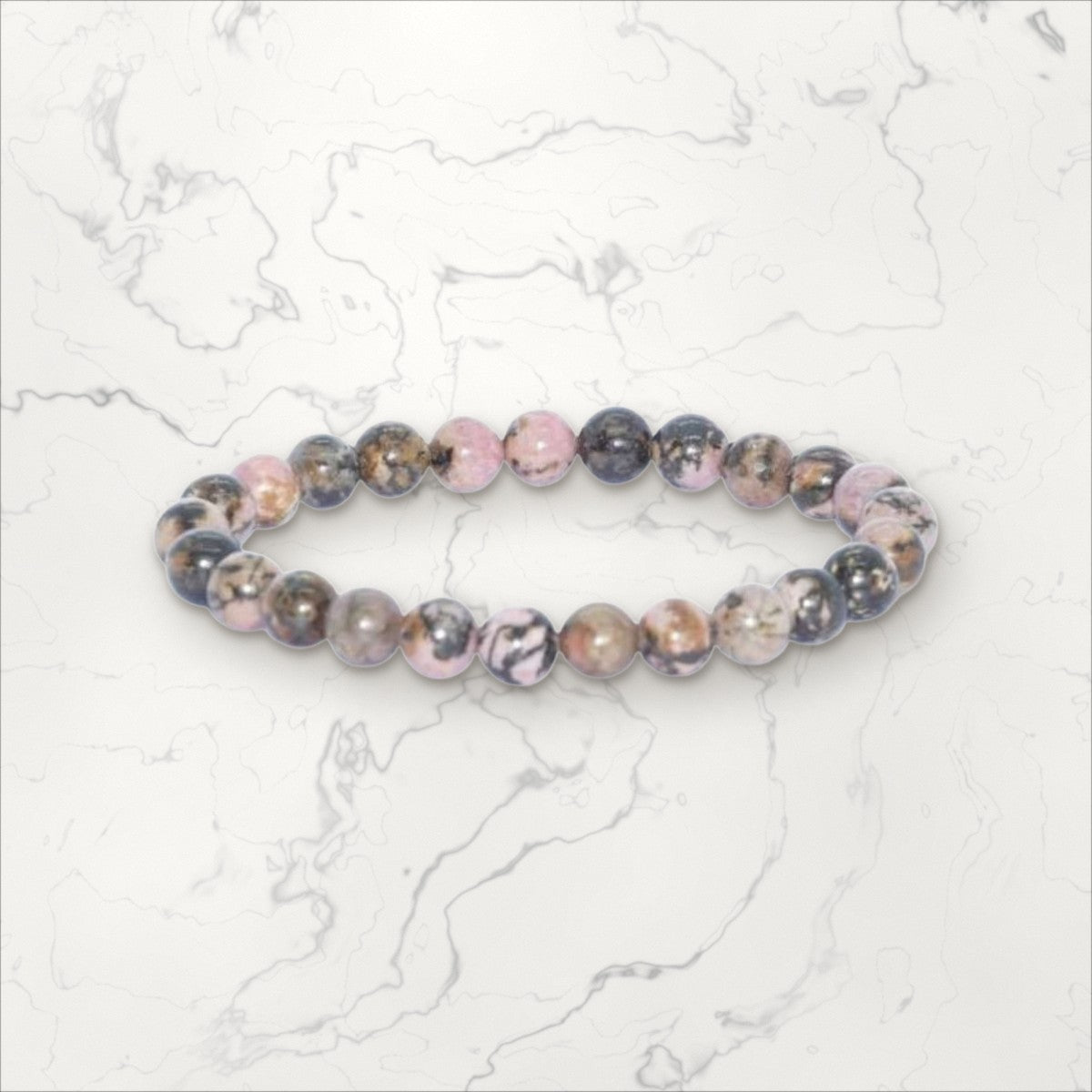 Bracelet pierres rondes Rhodonite
