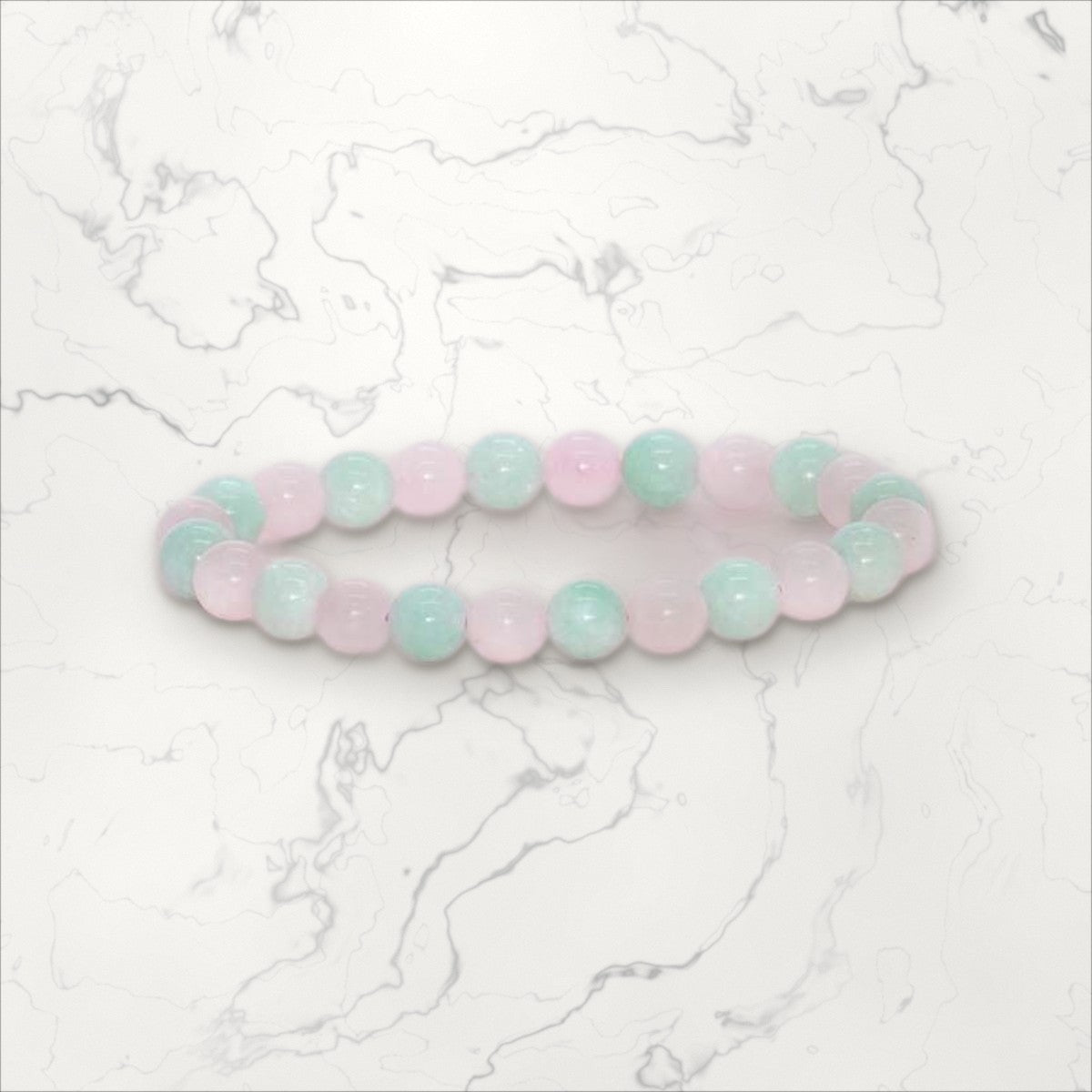 Bracelet pierres rondes Jade - Quartz rose