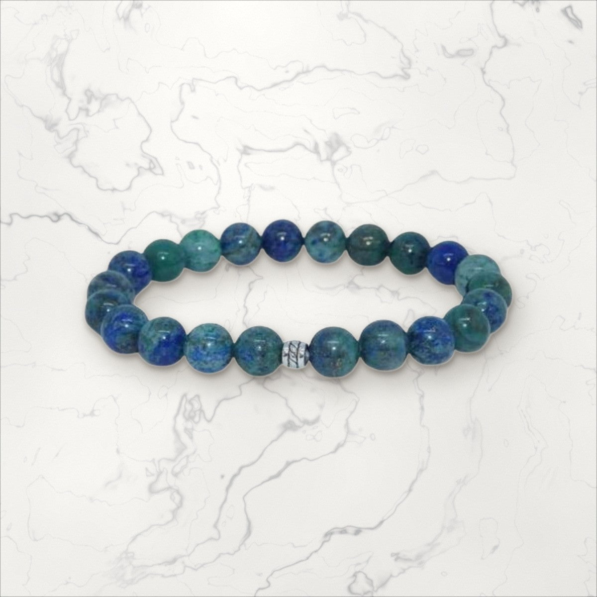 Bracelet pierres rondes Azurite Malachite