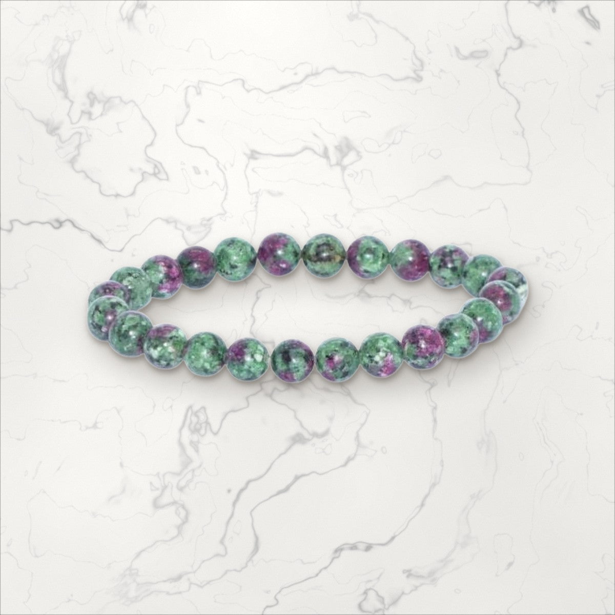 Bracelet pierres rondes Rubis Zoïsite