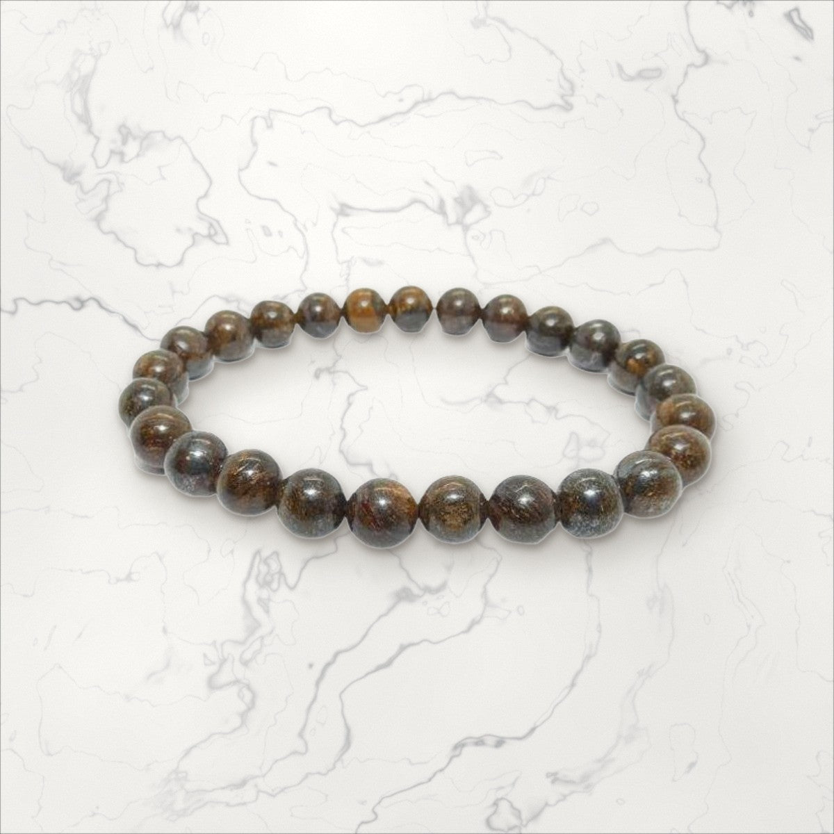 Bracelet pierres rondes Bronzite