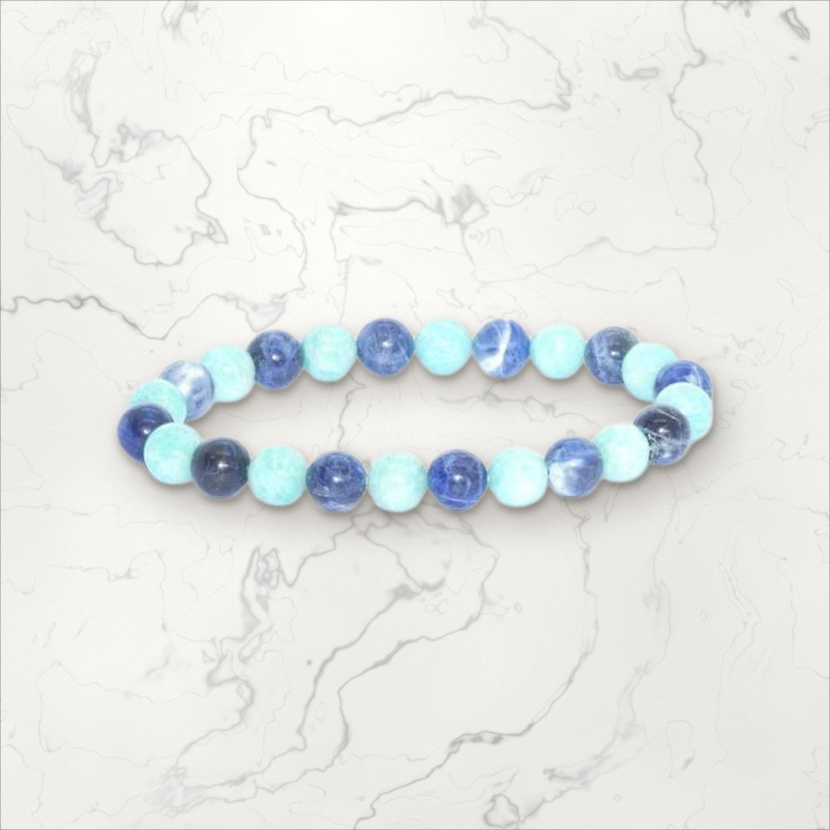 Bracelet pierres rondes Amazonite Sodalite