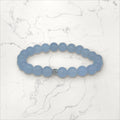 Bracelet pierres rondes Calcédoine bleue