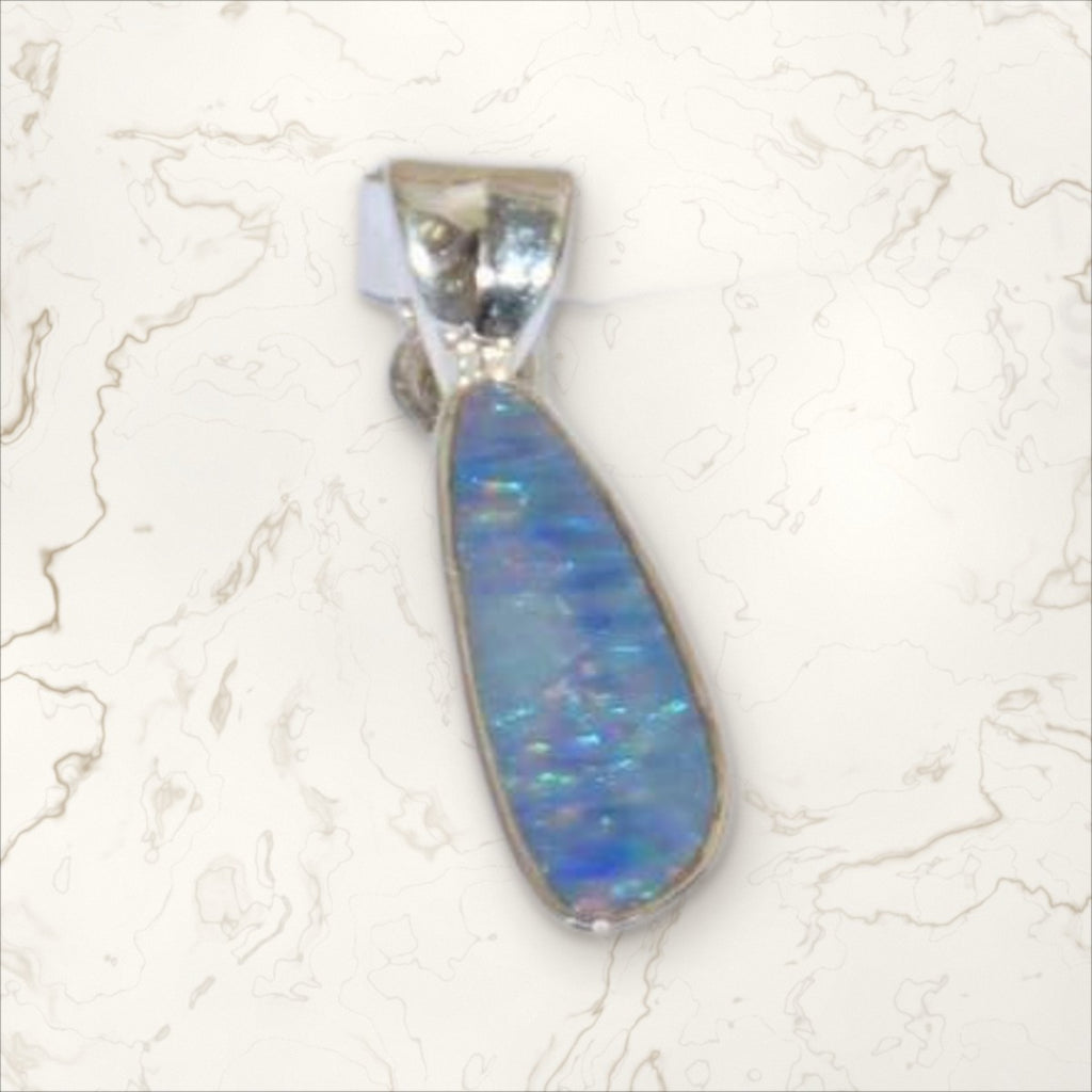 Pendentif Opale bleue arc-en-ciel (2)