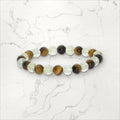 Bracelet pierres rondes Citrine et Oeil de Tigre
