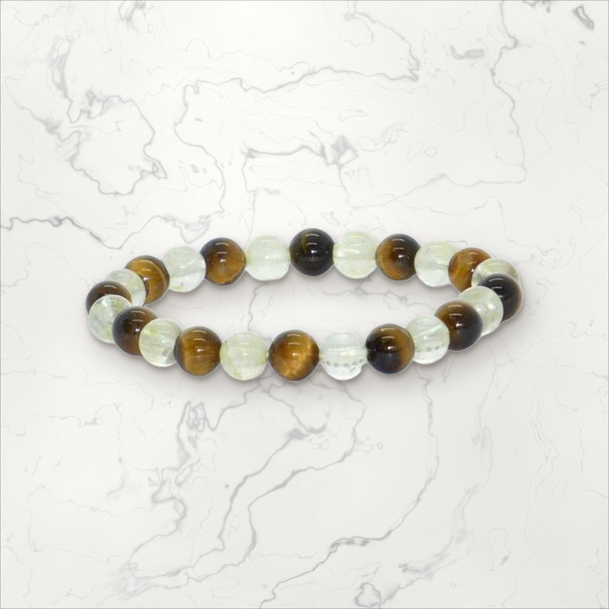 Bracelet pierres rondes Citrine et Oeil de Tigre