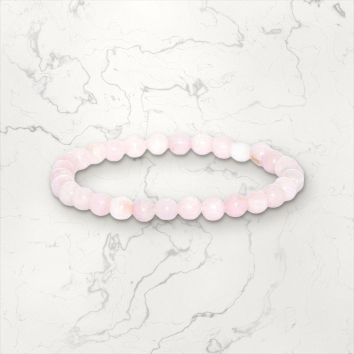 Bracelet pierres rondes Opale rose  6 mm (2)