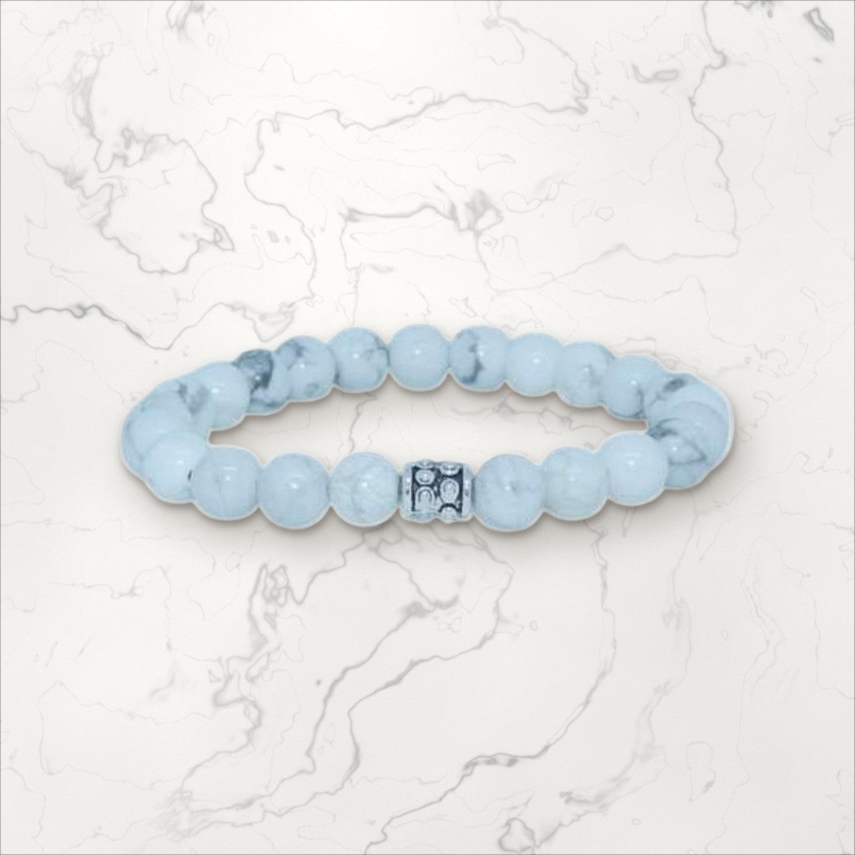 Bracelet pierres rondes Howlite   taille enfant