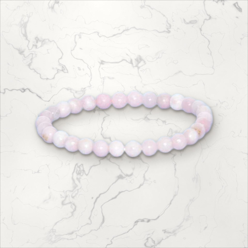 Bracelet pierres rondes Opale rose  6 mm (2)