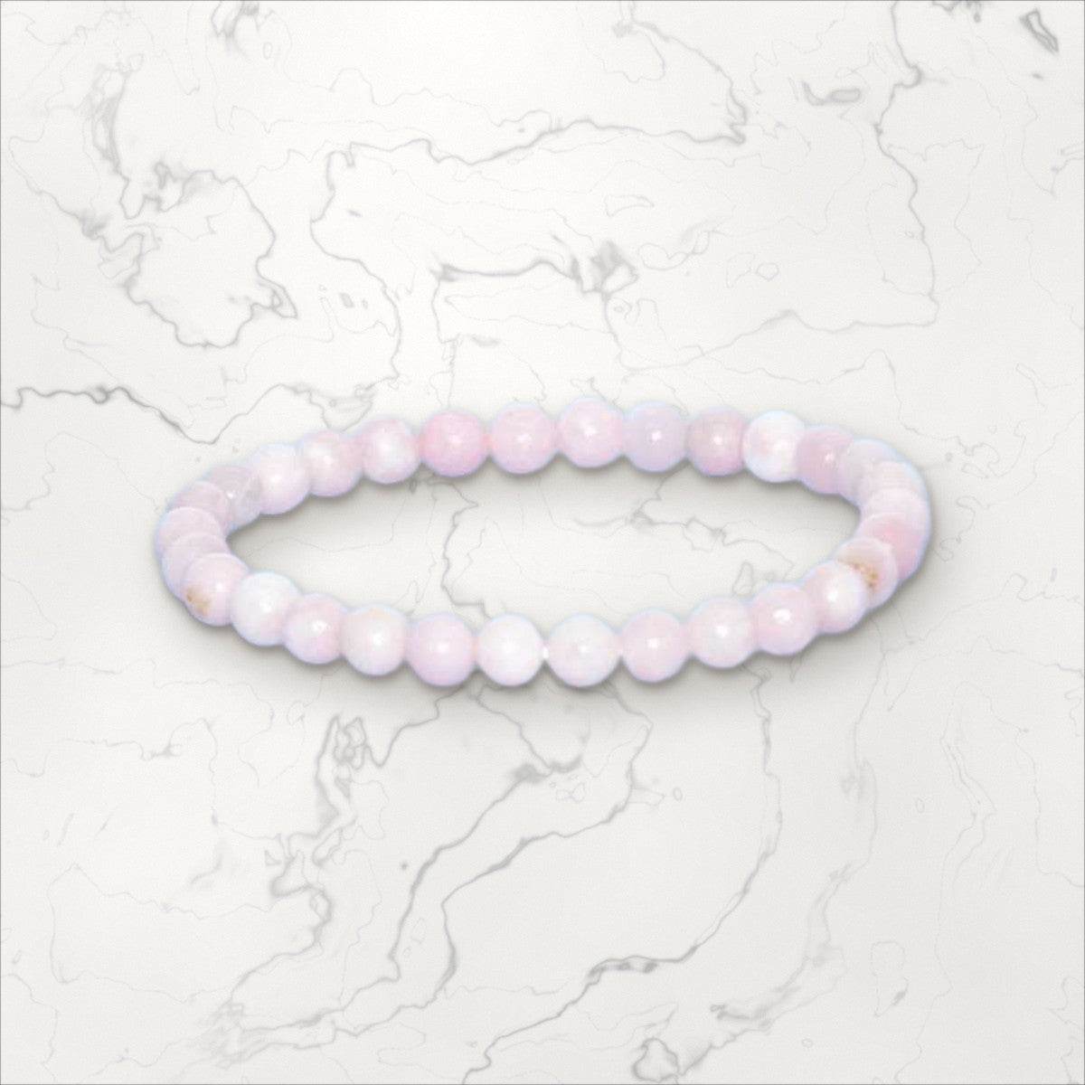 Bracelet pierres rondes Opale rose  6 mm (2)
