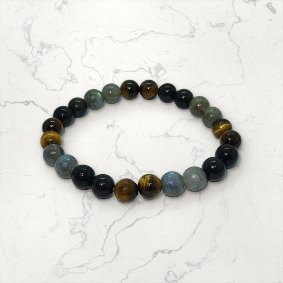 Bracelet pierres rondes 3 protections