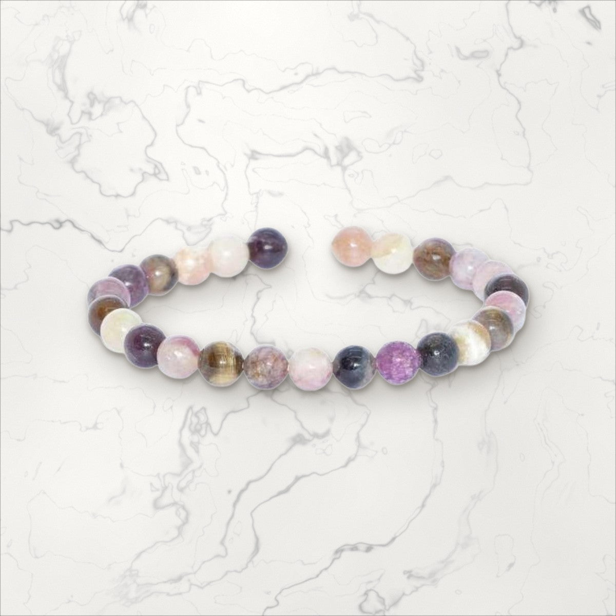 Bracelet pierres rondes Tourmaline multicolore