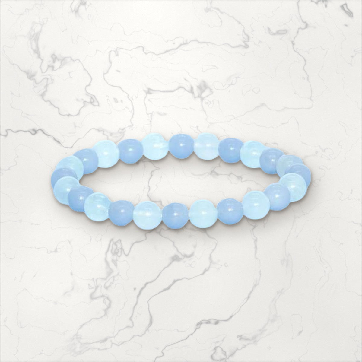 Bracelet pierres rondes Angélite Aigue-Marine