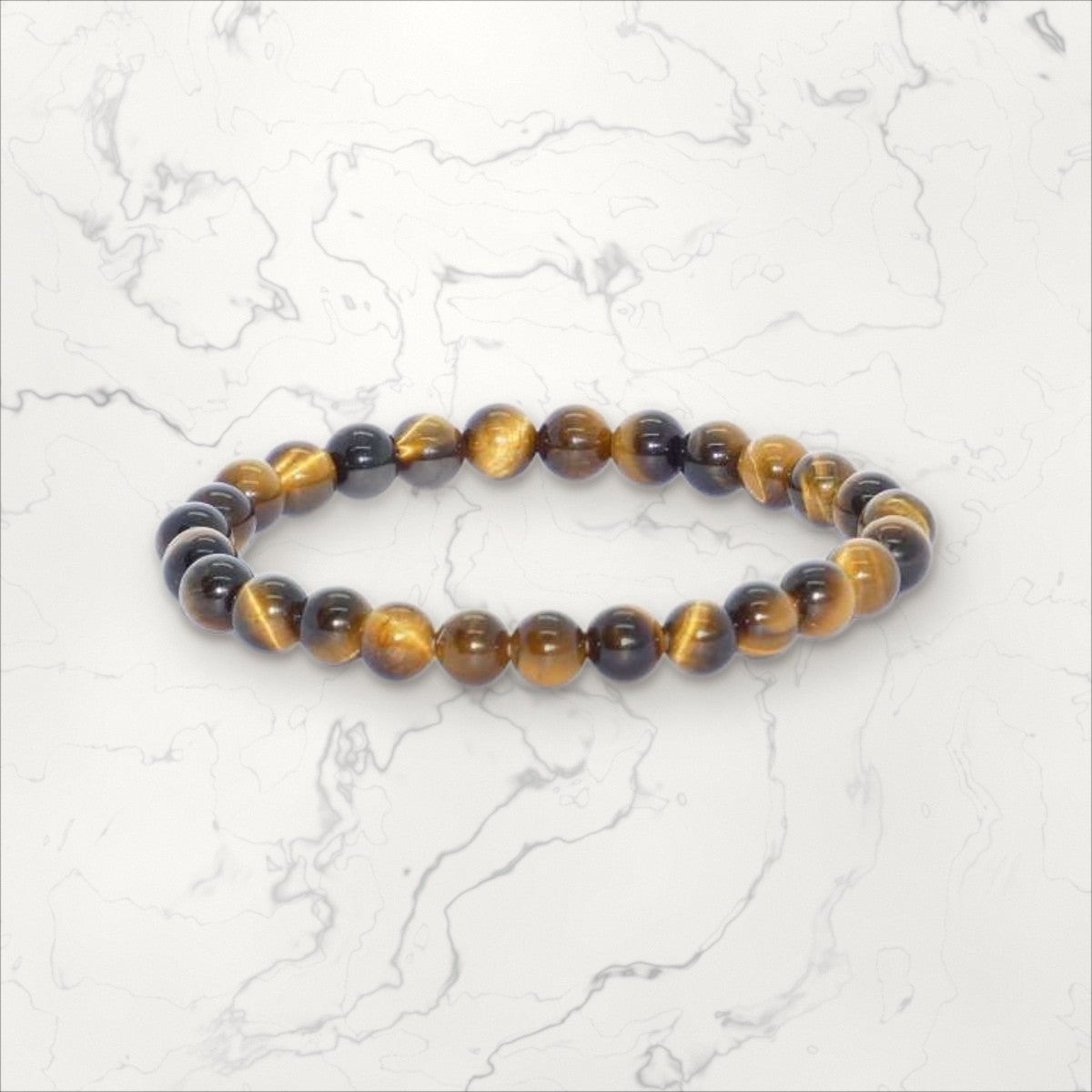 Bracelet pierres rondes Oeil de Tigre 6 mm