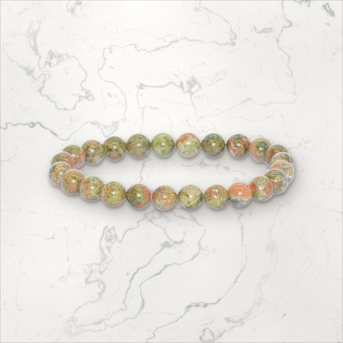 Bracelet pierres rondes Unakite