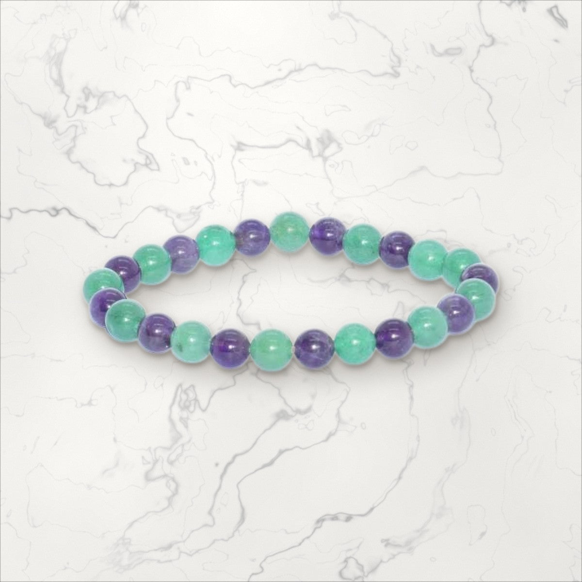 Bracelet pierres rondes Améthyste Aventurine