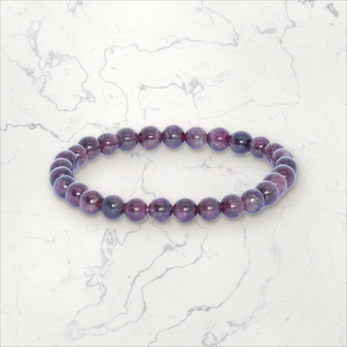 Bracelet pierres rondes Grenat 6 mm