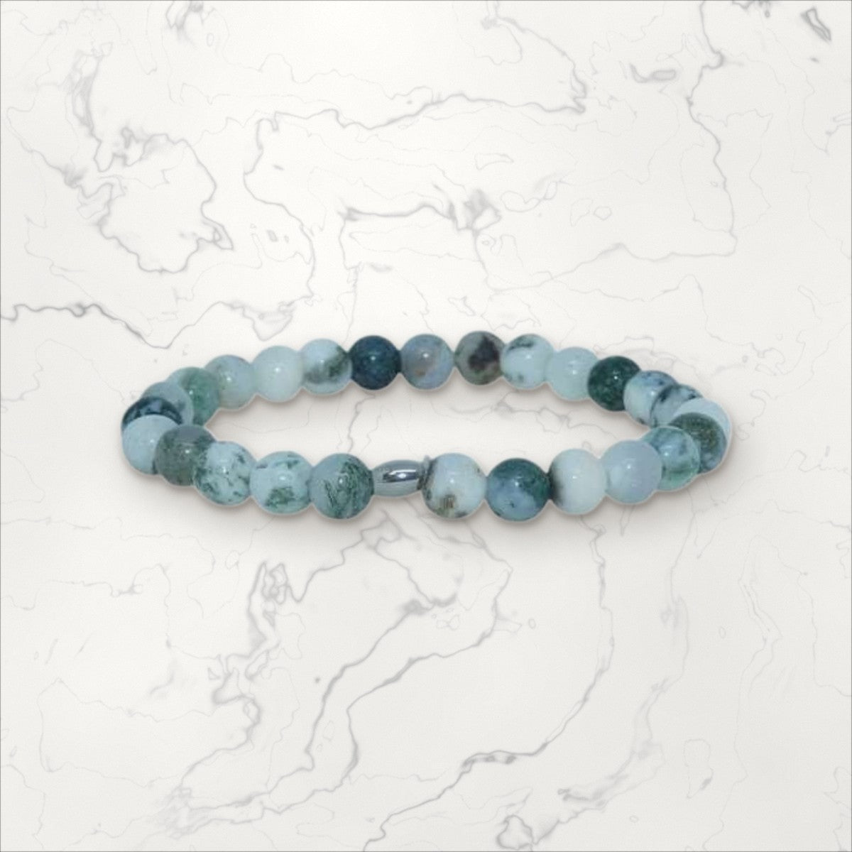 Bracelet pierres rondes Agate Arbré 6mm