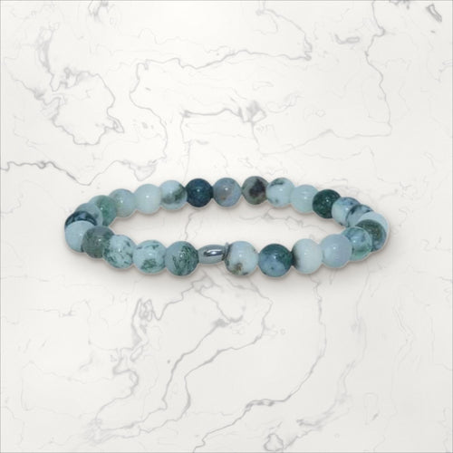 Bracelet pierres rondes Agate Arbré 6mm