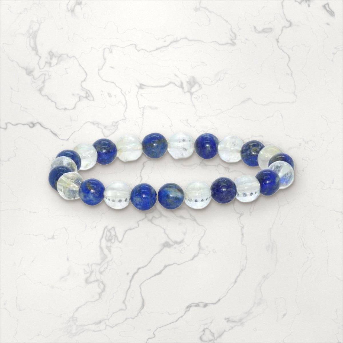 Bracelet pierres rondes Citrine Lapis-Lazuli