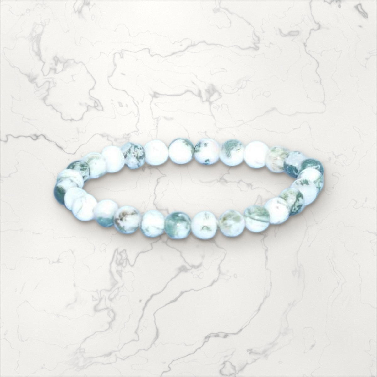 Bracelet pierres rondes Agate Arbré 6mm