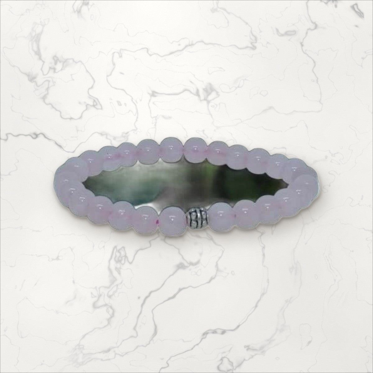 Bracelet pierres rondes Quartz rose 6 mm
