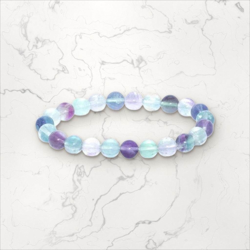 Bracelet pierres rondes Fluorite