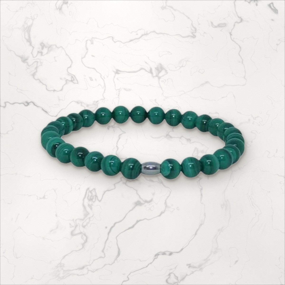 Bracelet pierres rondes Malachite 6 mm