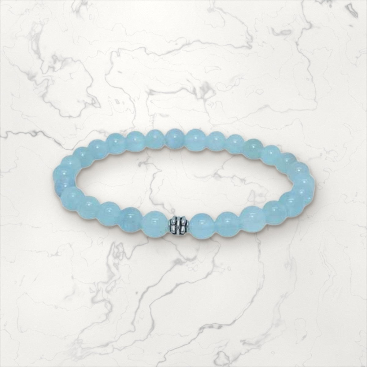 Bracelet pierres rondes Aigue-Marine 6 mm