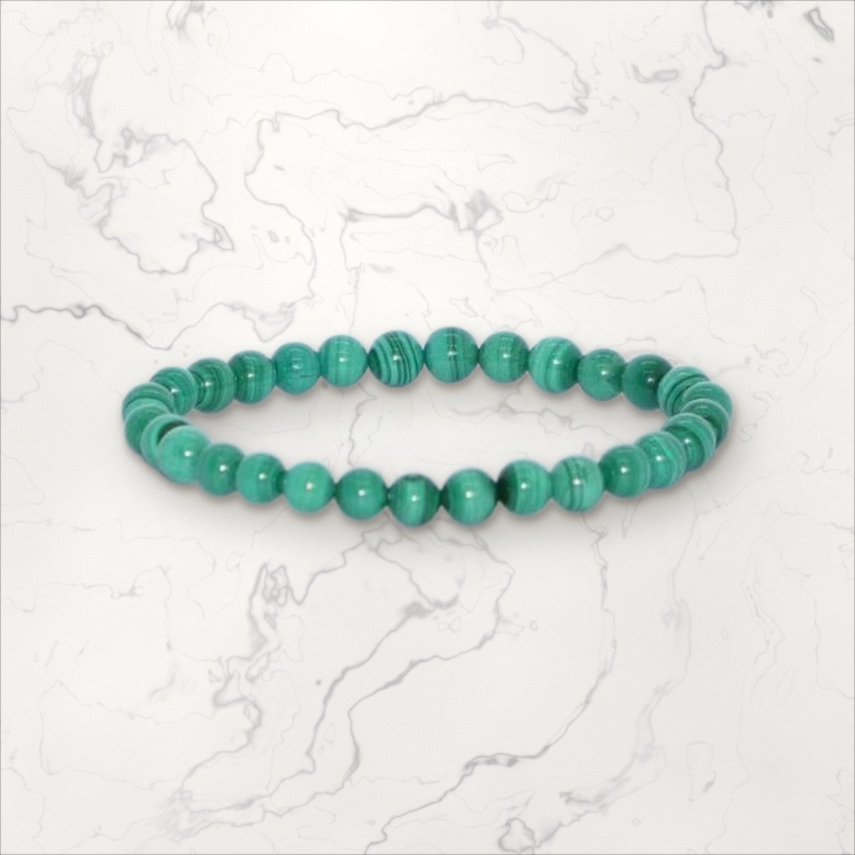 Bracelet pierres rondes Malachite 6 mm