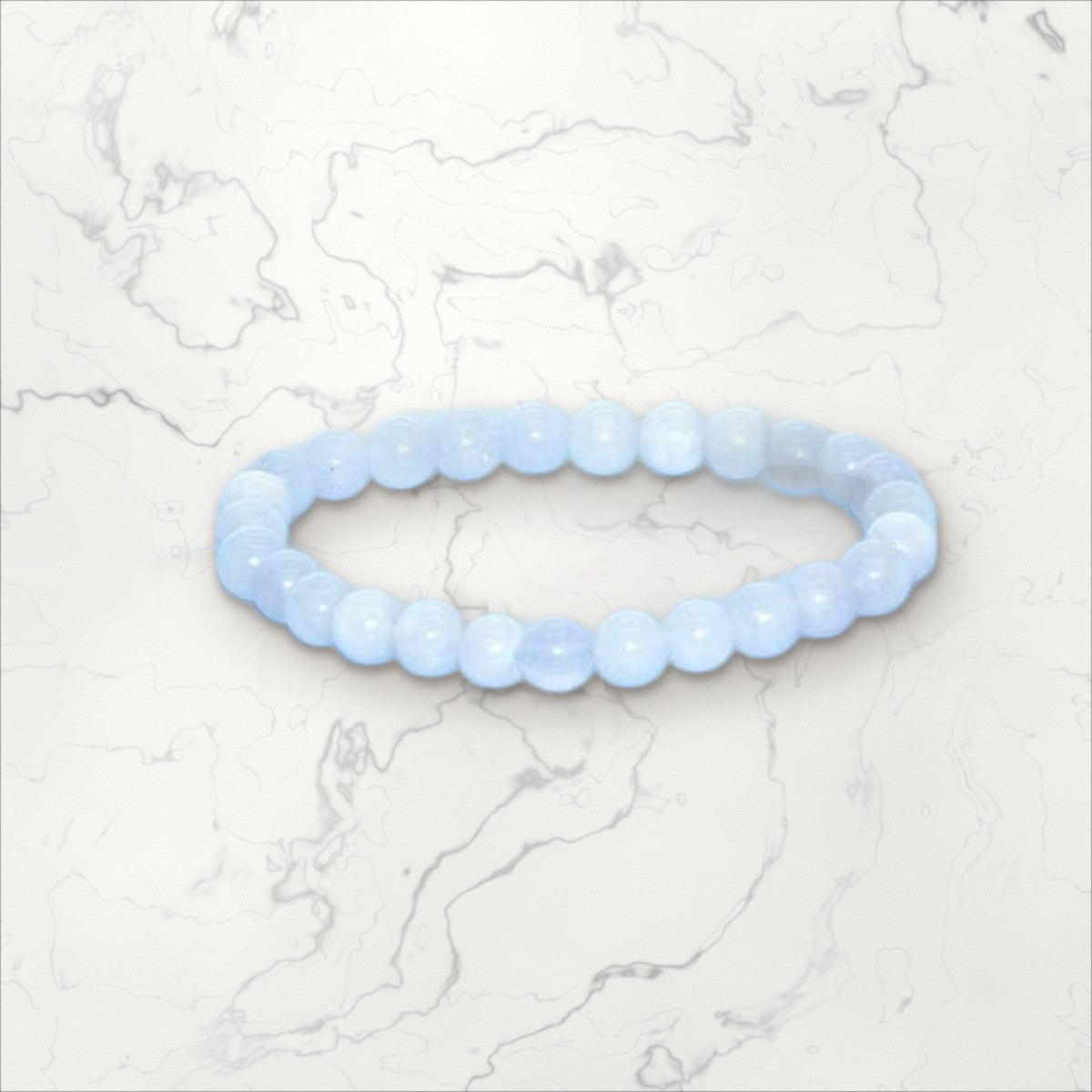 Bracelet pierres rondes Aigue-Marine 6 mm