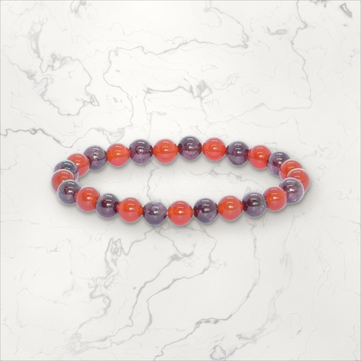 Bracelet pierres rondes Cornaline et Grenat