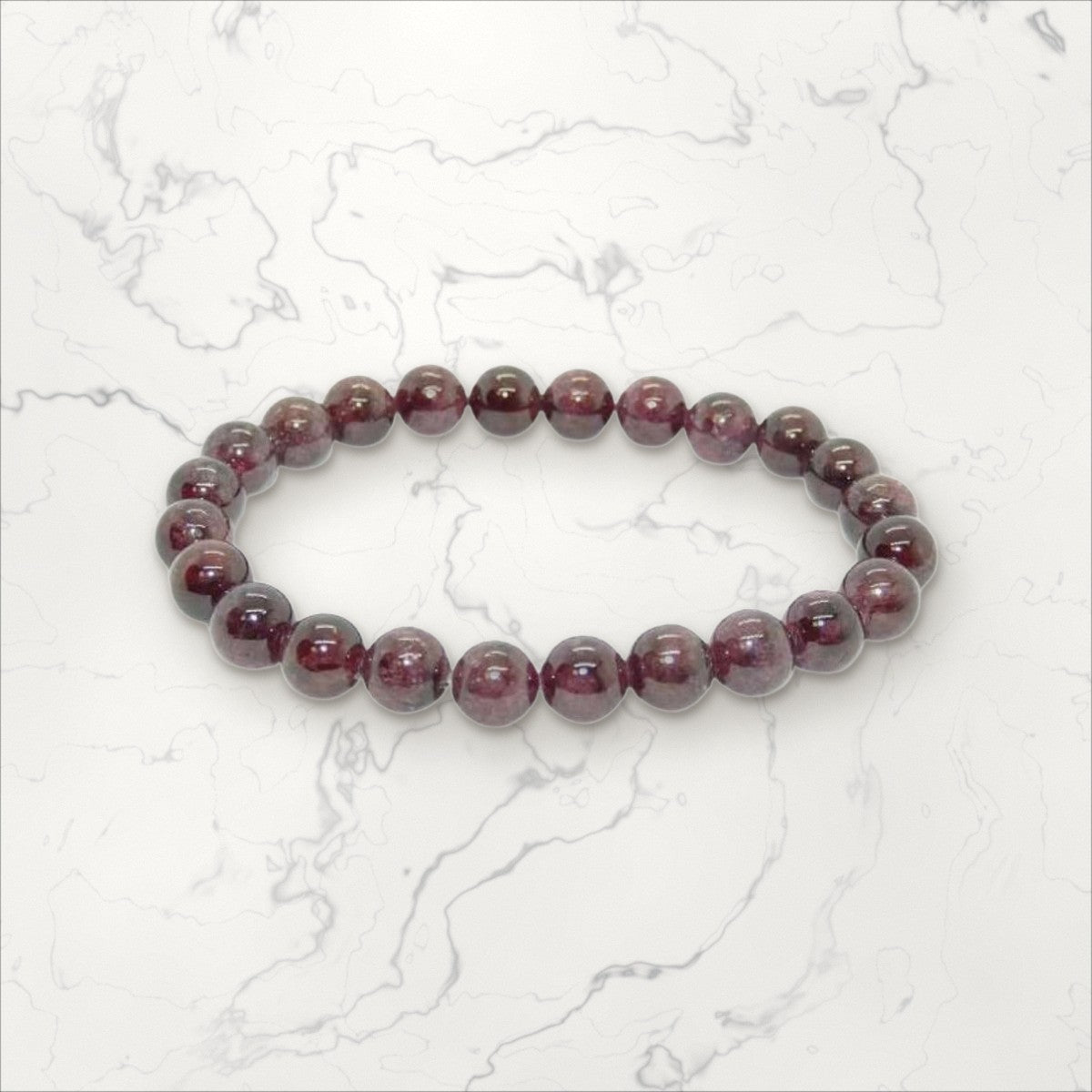 Bracelet pierres rondes Grenat