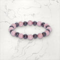 Bracelet pierres rondes Rhodochrosite et Grenat