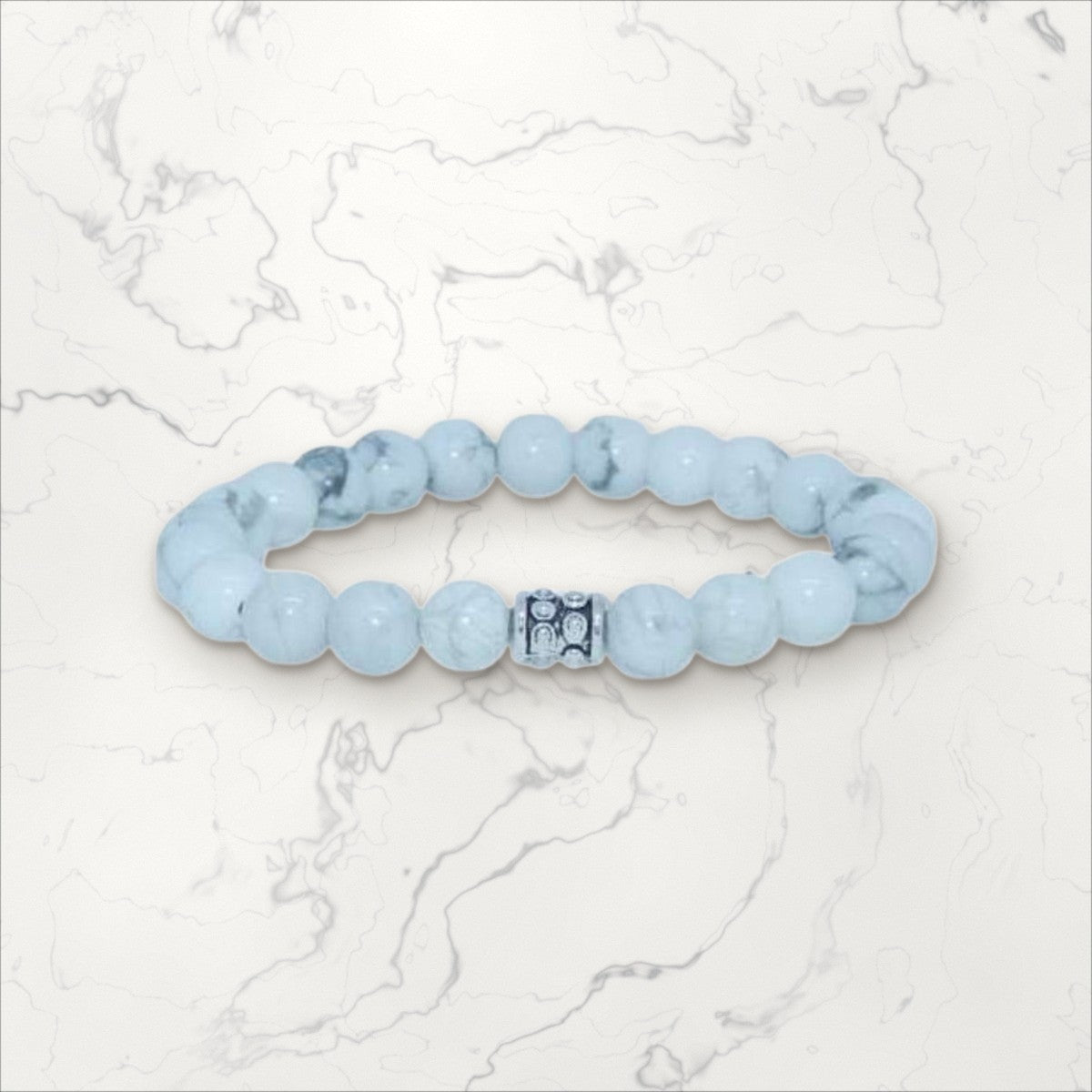 Bracelet pierres rondes Howlite