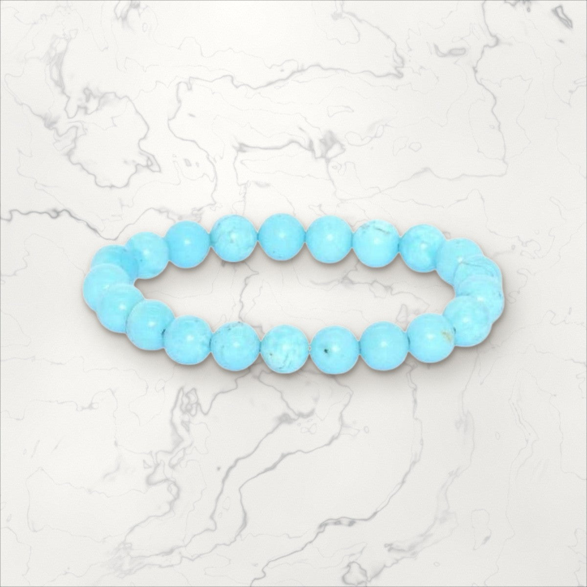 Bracelet pierres rondes Howlite bleue