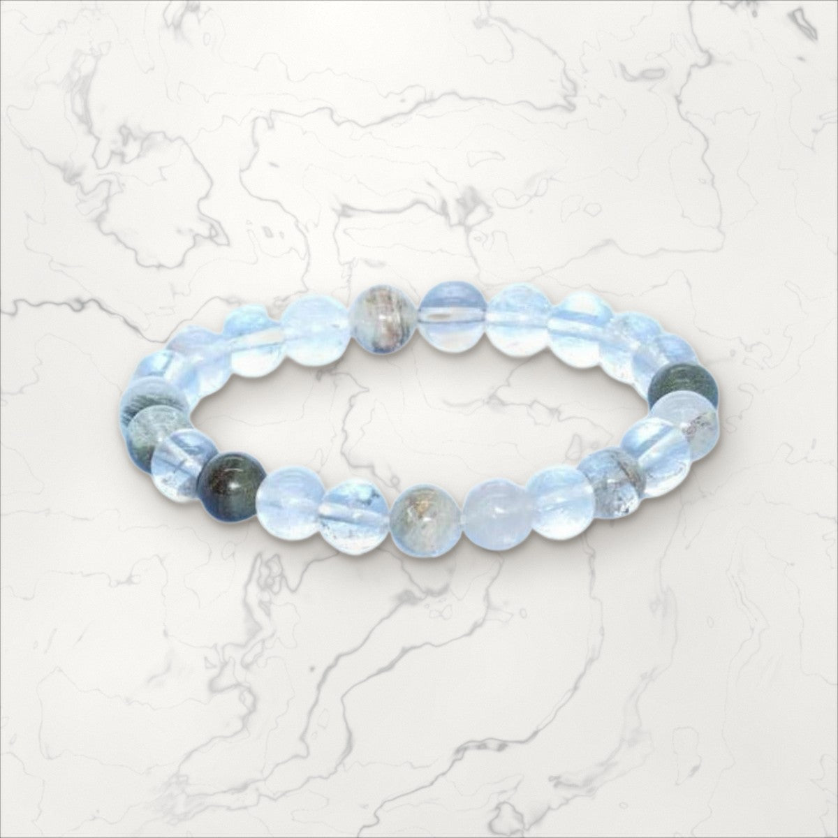 Bracelet pierres rondes Lodolite verte