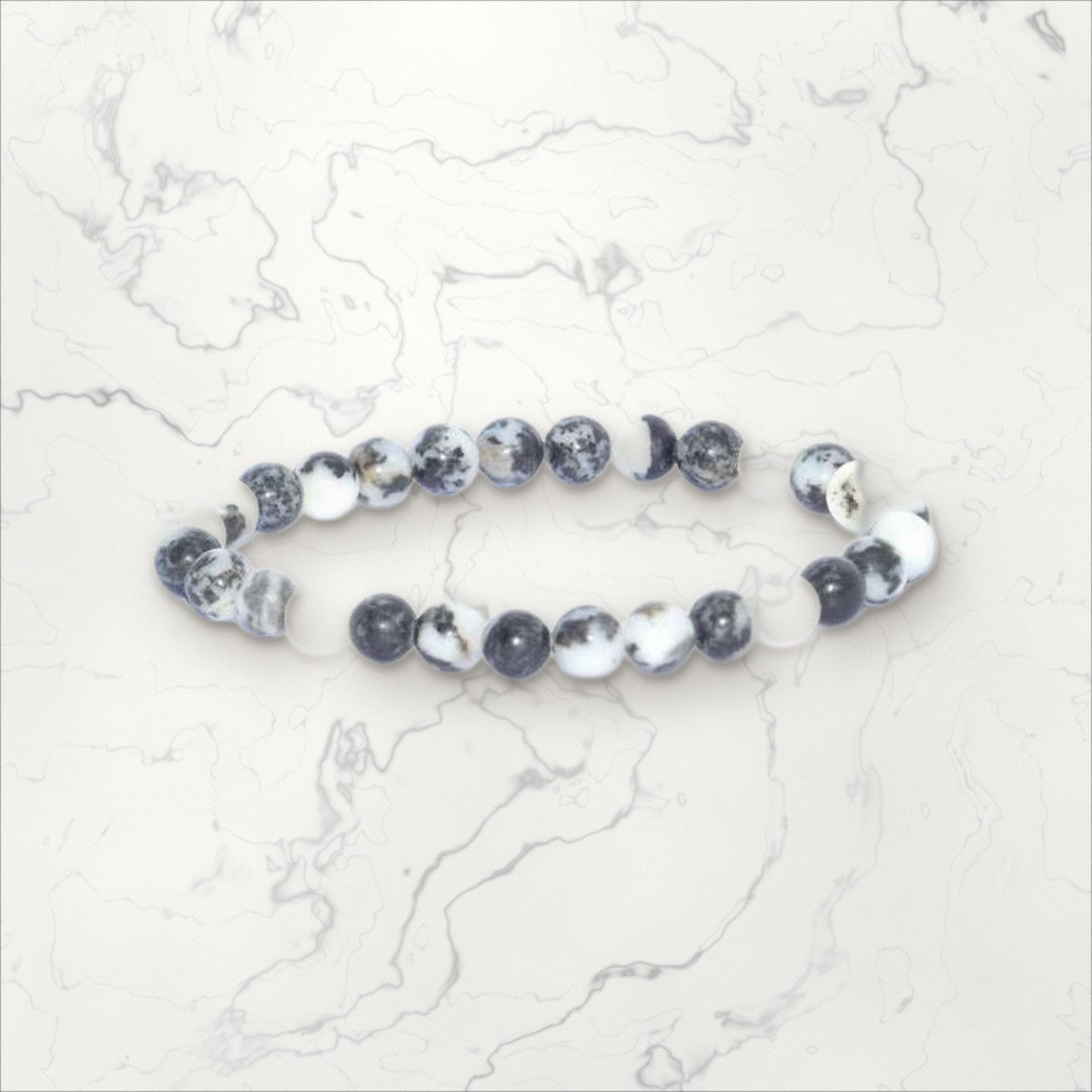Bracelet pierres rondes Jaspe zébré  6 mm