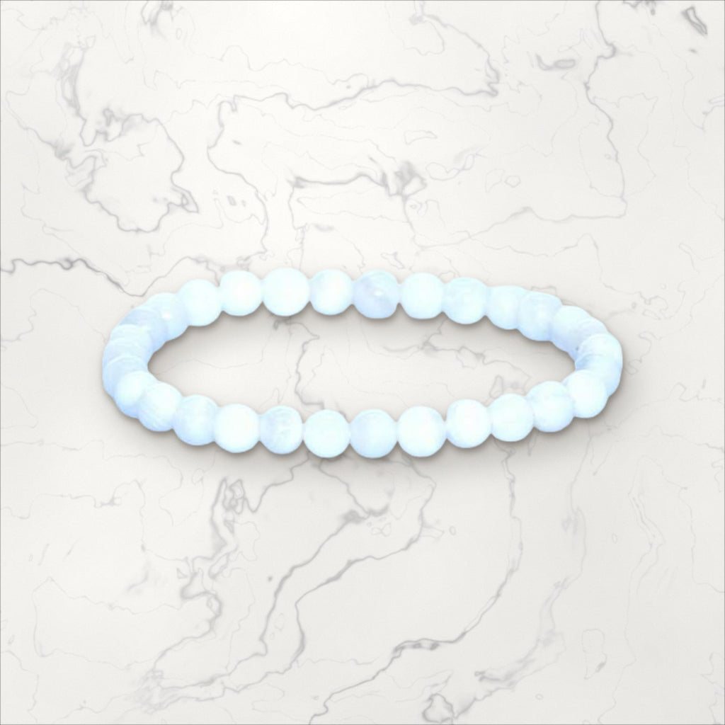 Bracelet pierres rondes Calcédoine 6 mm