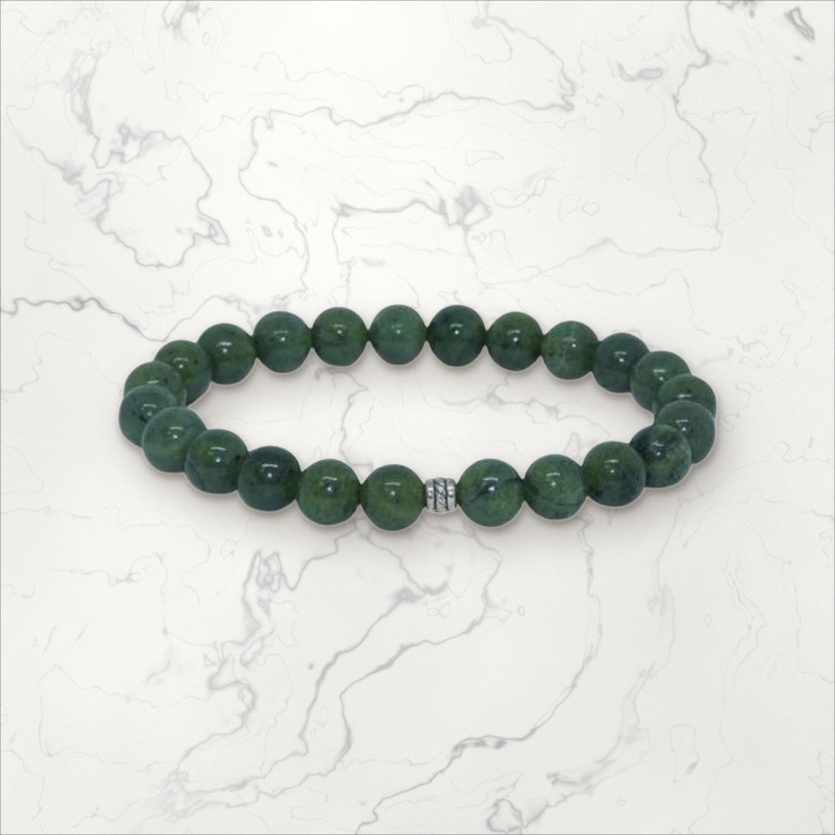 Bracelet pierres rondes Jade Vert (Canada)