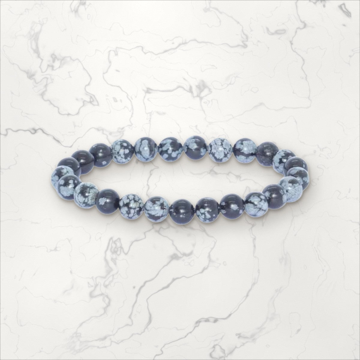 Bracelet pierres rondes Obsidienne Neige