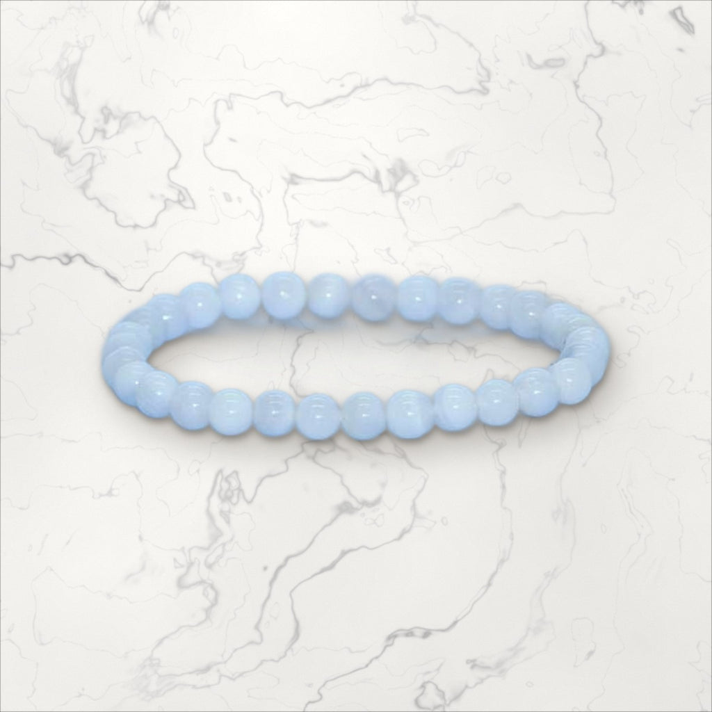 Bracelet pierres rondes Calcédoine 6 mm