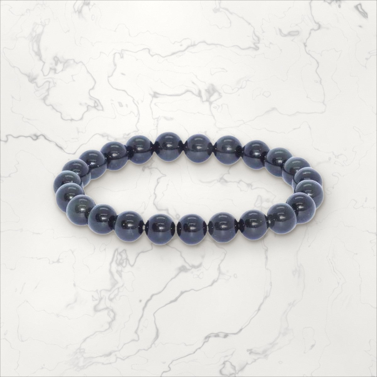 Bracelet pierres rondes Obsidienne Œil Céleste